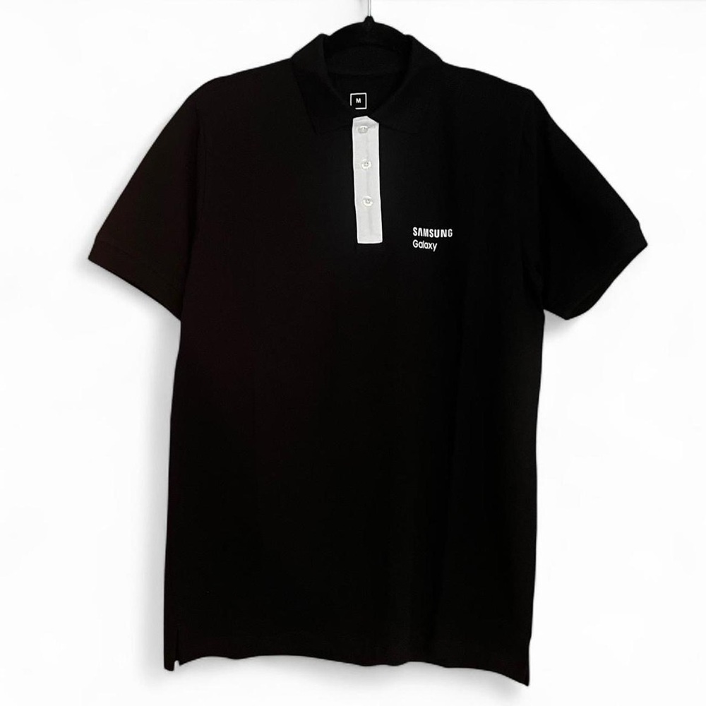 Black Samsung galaxy ai polo shirt 100% cotton sz MEDIUM m techware